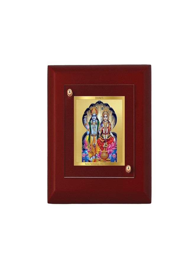 DIVINITI 24K Gold Plated Foil Vishnu Lakshmi Ji Photo Frame For Home Decor, Table Top|Religious Photo Frame Idol For Pooja, Prayer, Gift MDF 1A (10x10 CM) - Image 2